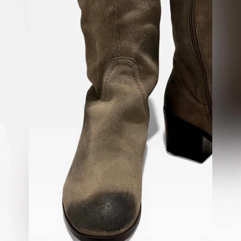 Oiled Suede Leather Knee High Sable Gray Kelsi Dagger women’s Boots NWOT